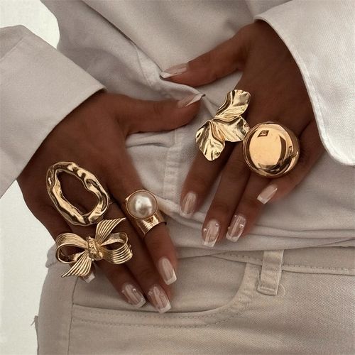 Geometric Metal Lava Line Ring