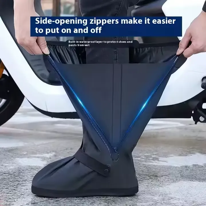 High-top shoe covers waterproof, non-slip and rainproof short boots thickened wear-resistant outdoor cycling silicone rain boots