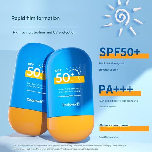 Clear water-based sunscreen lotion with high sun protection and UV protection