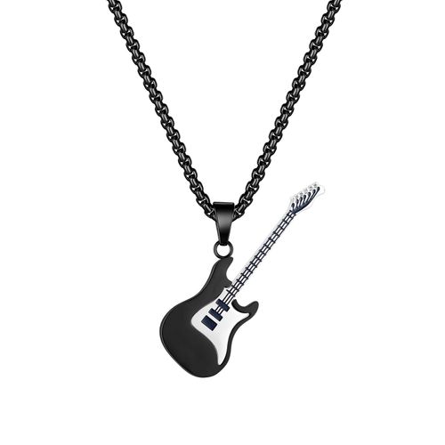 Trendy hip-hop stainless steel guitar necklace