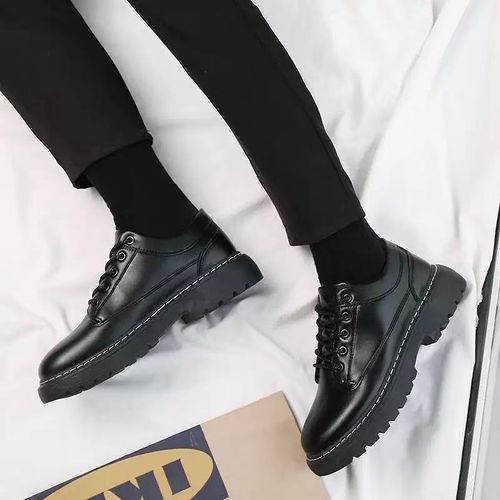 Fashion Black Retro Men's Business Leather Shoes Breathable British Men's Leather Casual Shoes Thick-soled Shoes