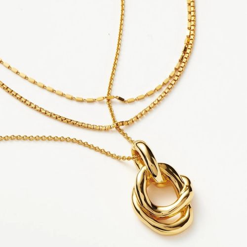 Copper plated gold knotted ring pendant