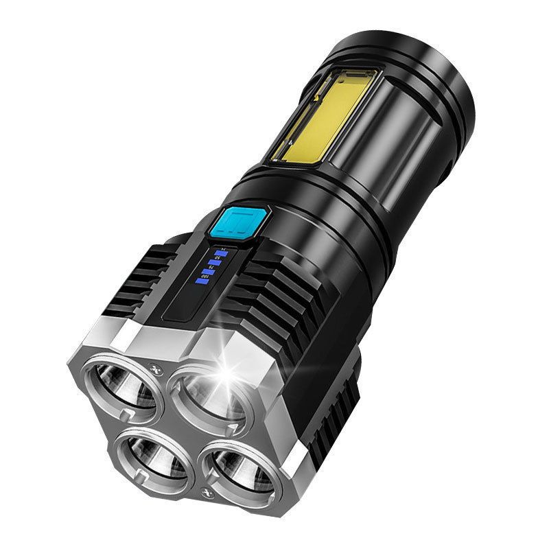 L-S03 strong light flashlight 4 four lights strong light long-range flashlight rechargeable COB side light searchlight