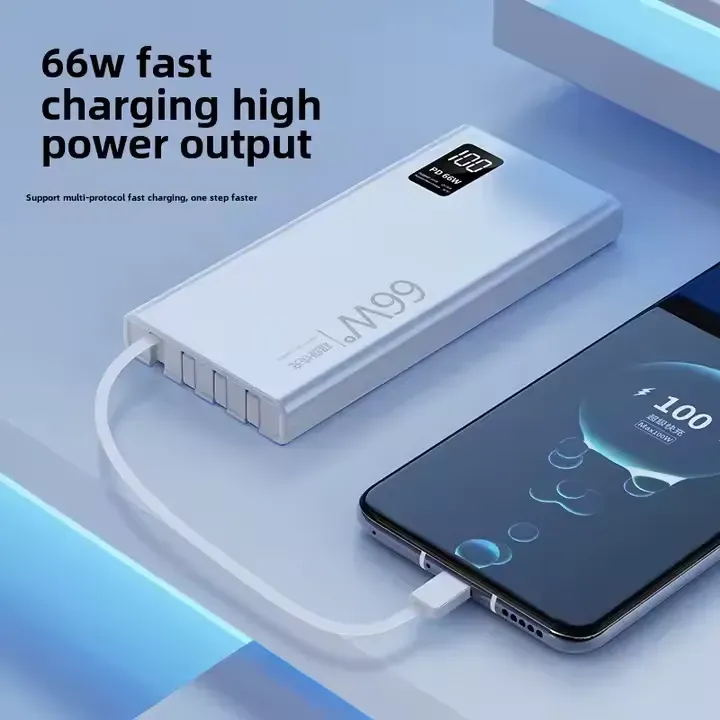 Portable Phone Charger, 20000 mAh PD Charger Power Bank with Built-in Cable, Travel Charger for All Mobile Phones