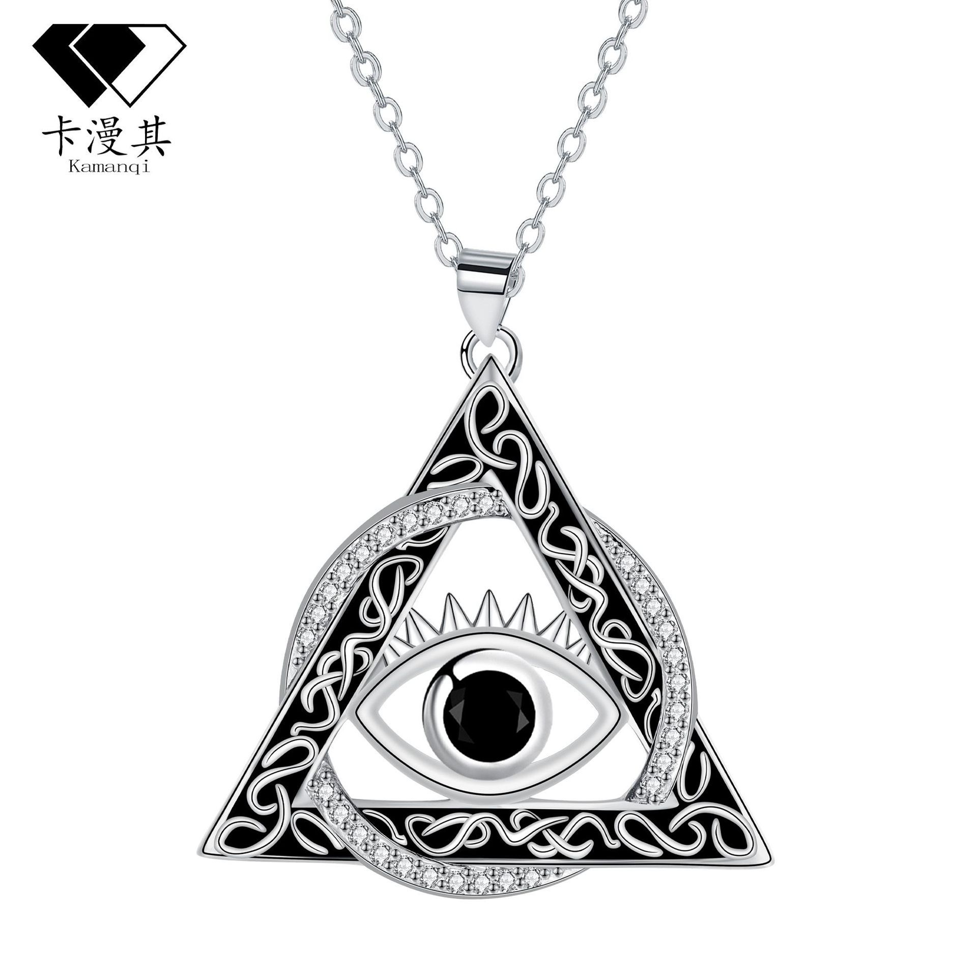 Necklace triangle evil eye pendant jewelry