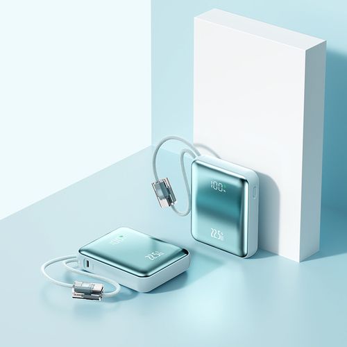 10000 mAh compact mobile power bank with built-in power bank