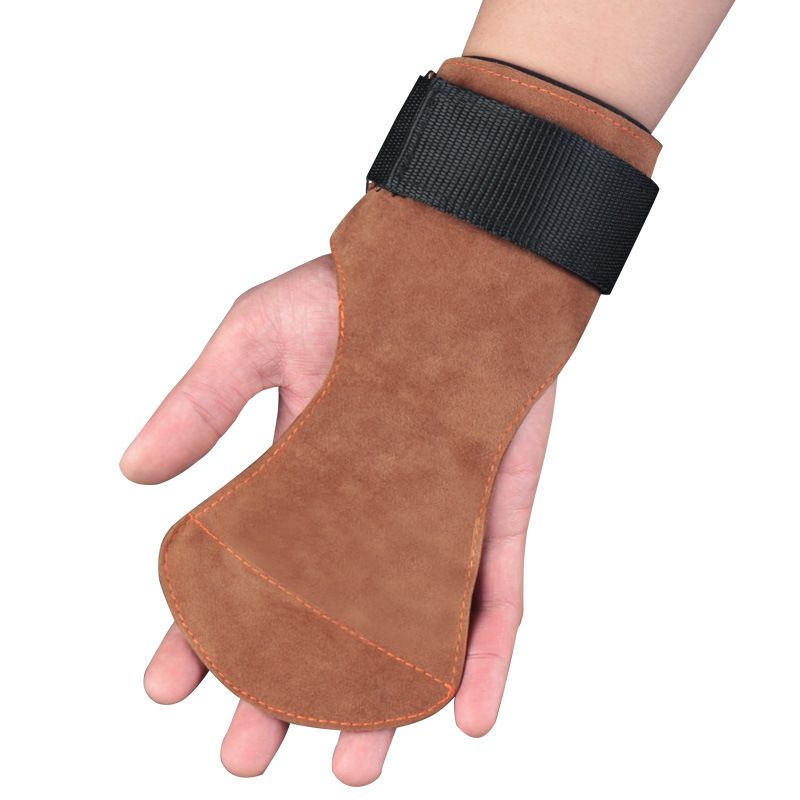 Fitness weightlifting equipment deadlift grip belt protective gear supplies palm guard imitation cowhide wear-resistant non-slip wrist protection gloves