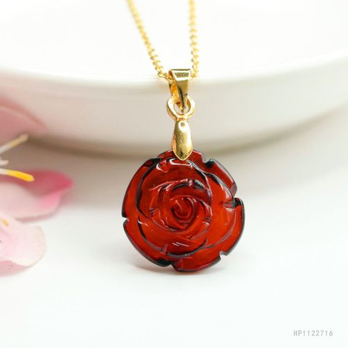 Juanyu natural amber pendant pure water blood amber rose necklace beads