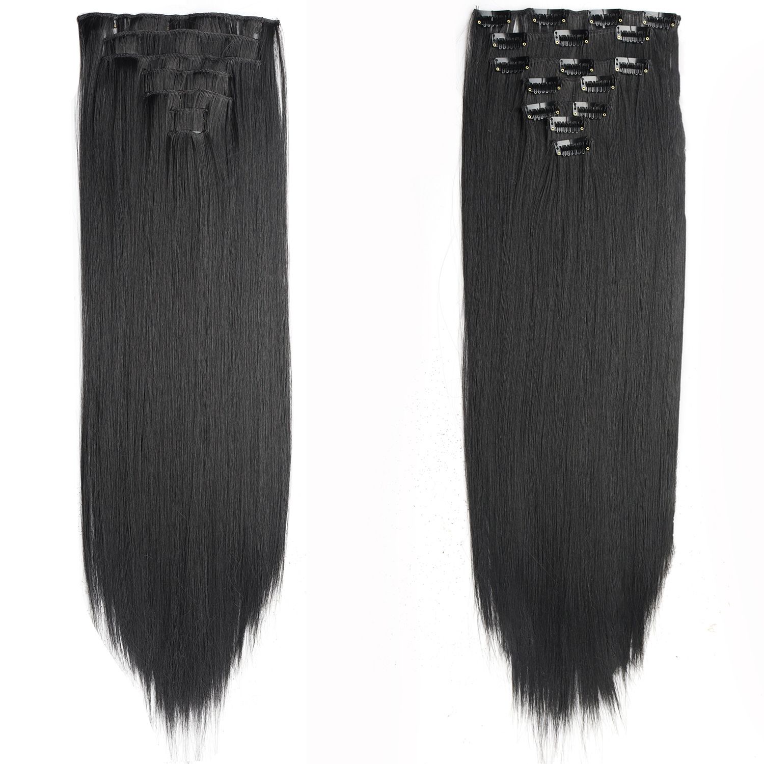 Wig female clip hair straight hair 16 card long straight hair wig hair extension fiber long straight hair