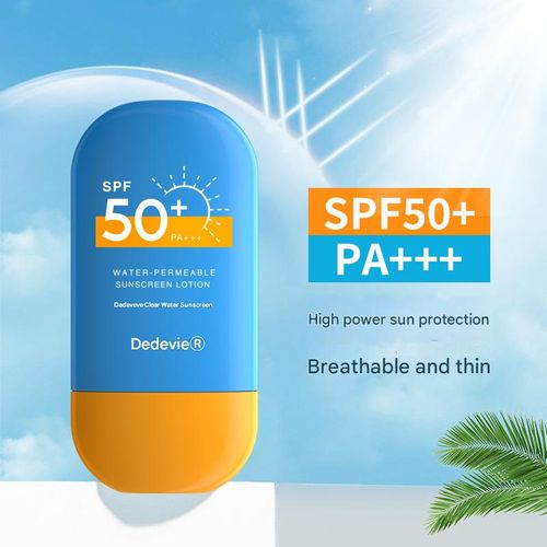 Clear water-based sunscreen lotion with high sun protection and UV protection