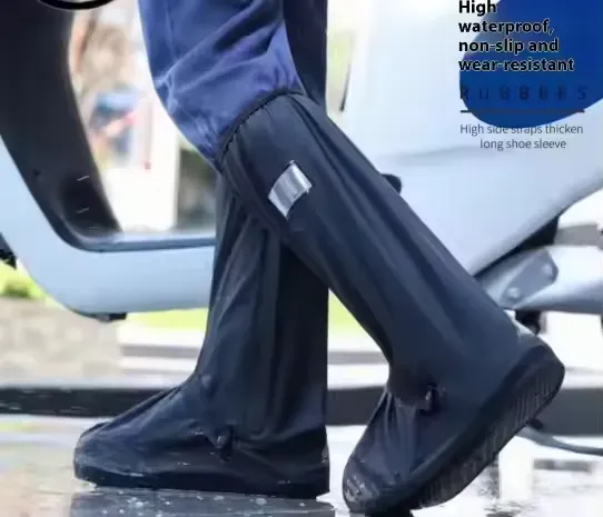 High-top shoe covers waterproof, non-slip and rainproof short boots thickened wear-resistant outdoor cycling silicone rain boots