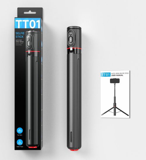 TT01 Bluetooth Selfie Stick with Auto-Deploy Tripod & Magnetic Remote – 3-in-1 Foldable Live Streaming Stand, Drop-to-Open, 177cm Extendable, Anti-Lost Design