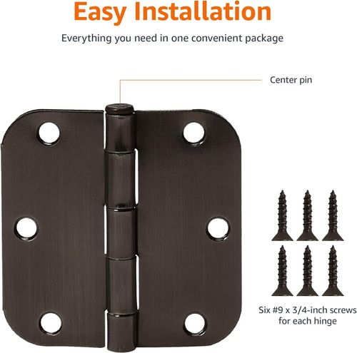 Rounded Matte Black Door Hinges