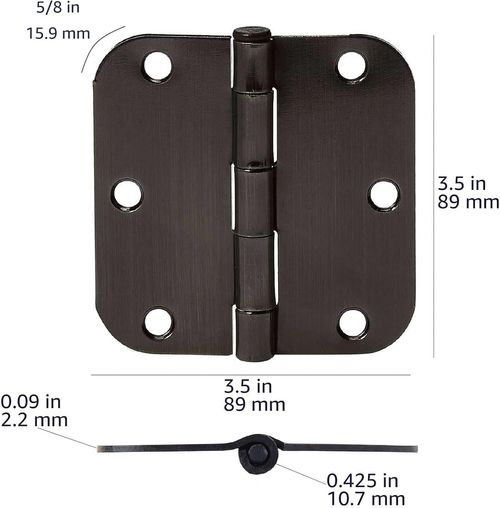 Rounded Matte Black Door Hinges