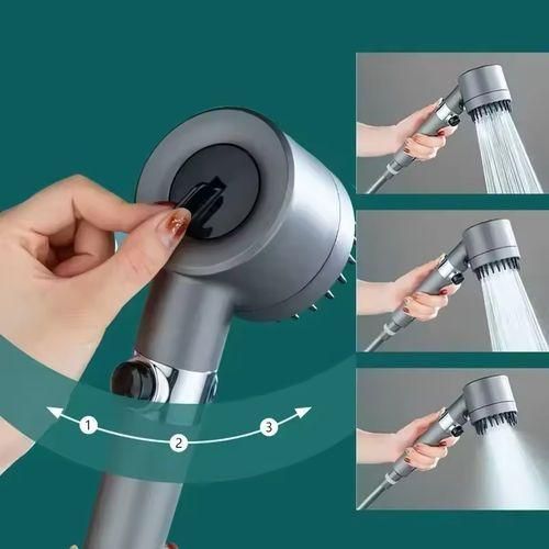 High-pressure strong-flow shower head, water-saving shower with water filter, 3 mold knobs, controllable handheld shower