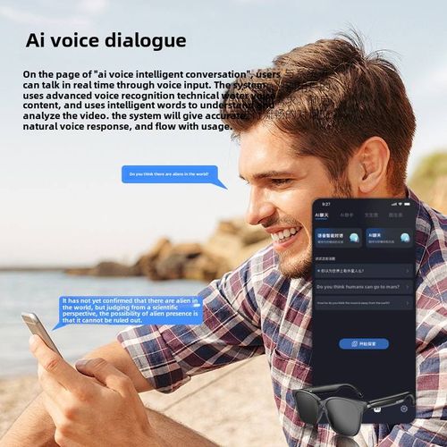 Smart AI Translation Headphones Black Polarized glasses Music Glasses