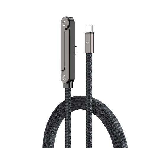 2026 New Trending 5ft 240W Type-C Fast Charging Cable Braided Data Cable Black PD3.1 Stand Charging Cable 2-in-1 Adjustable Phone Holder