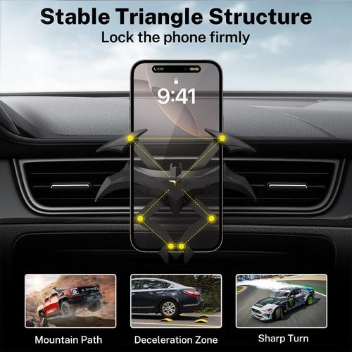 Cool Mechanical Bat Wings Design Car Phone Holder, Universal Vent , Gravity Lock for Hands-Free Use Compatible with All Smartphones