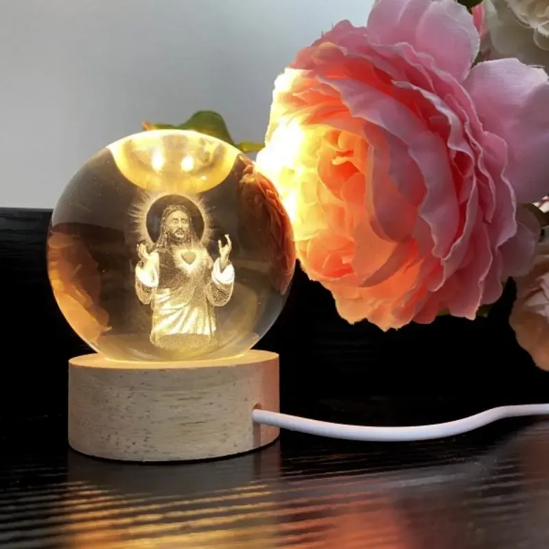 Crystal Ball 3D Carving with Warm Light Kids Christmas Gift