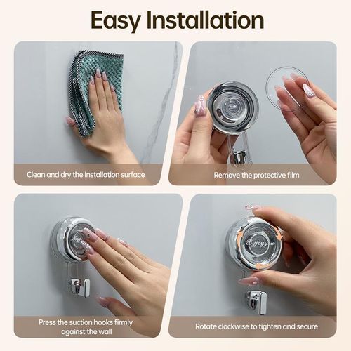 Pack of 2 Powerful Suction Cup Hooks Traceless Heavy Duty Robe Towel Hook Keys Clothes Bag Hanger Hook Bathroom Kitchen Organizer Accessor