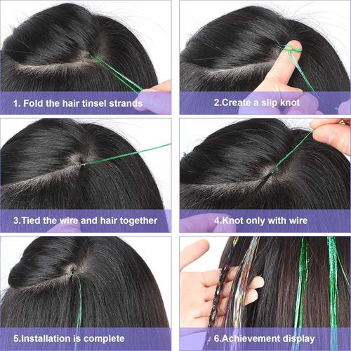 Hair Tinsel 12 Colors Hair Tinsel Kit for Christmas Party Festival
