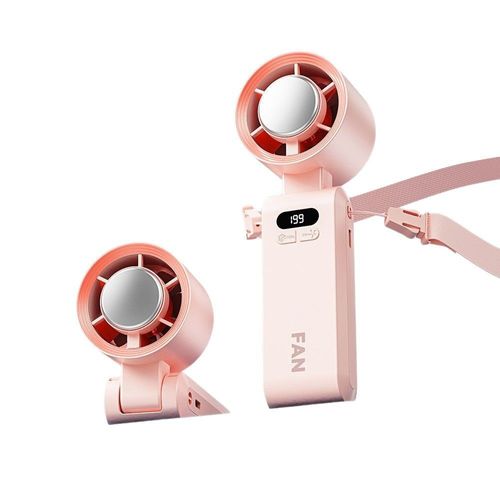 2026 High-speed Cooling Ice Compress Plastic Fan Mini Portable Folding Rechargeable Neck Strap Large Capacity Strong Wind