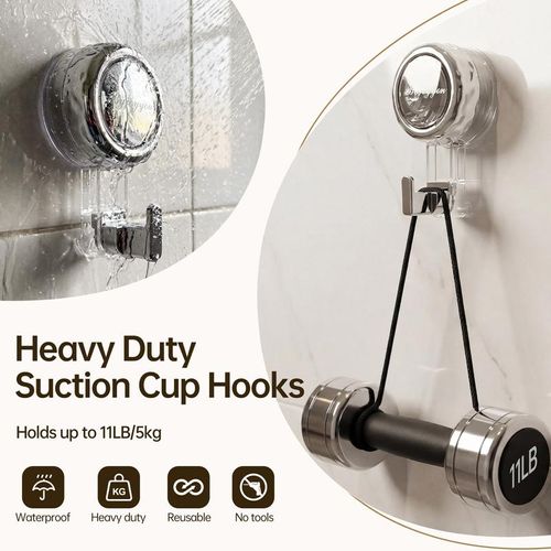 Pack of 2 Powerful Suction Cup Hooks Traceless Heavy Duty Robe Towel Hook Keys Clothes Bag Hanger Hook Bathroom Kitchen Organizer Accessor