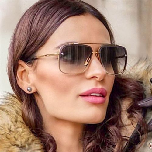 High Quality Men square Sunglasses Fashion Metal Frame Sunglasses for Women Vintage Big Frame Sunglasses Oversized
