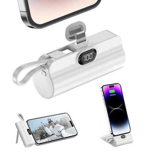 Mini Power Bank 10000mAh With Built-in Cable and Phone Holder Portable LCD Display Mini Power Banks