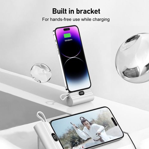 Mini Power Bank 10000mAh With Built-in Cable and Phone Holder Portable LCD Display Mini Power Banks