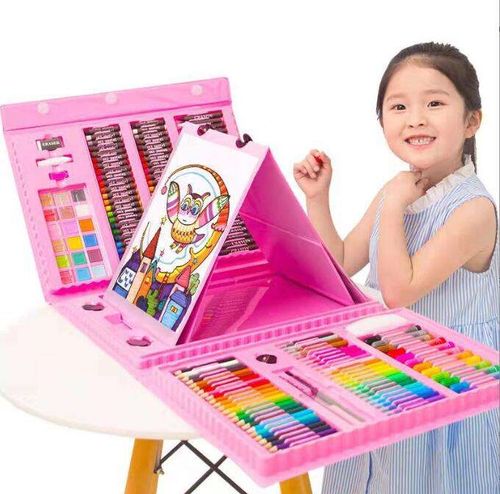 Super Mega 208 Piece Painting and Coloring Kids Art Set With Case & Easel - Drawing Set for Kids