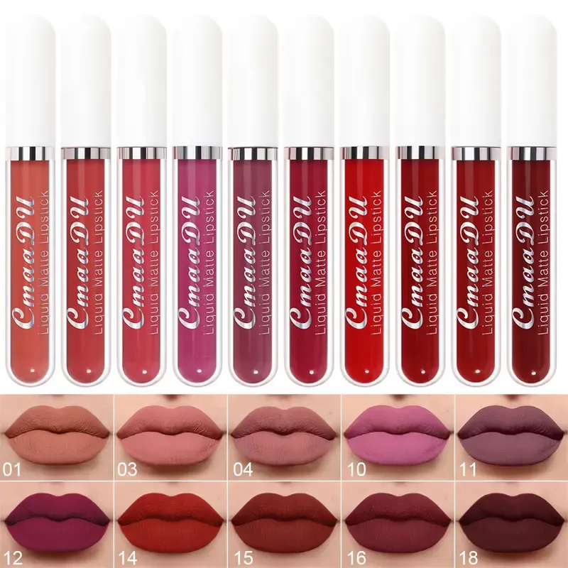 10 Pcs Matte Lipstick Cosmetic Long Lasting Waterproof Lip Glaze Nonstick Easy To Apply Long Lasting Lipgloss