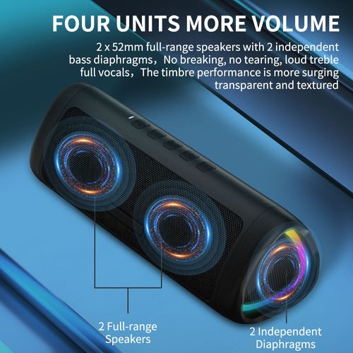 Blue-tooth Speaker 20W Wireless Speaker with Deep Bass 24H Playtime IPX7 Waterproof Bluetooth 5.3 Portable Speaker with Led