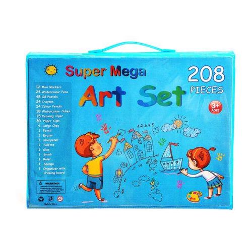 Super Mega 208 Piece Painting and Coloring Kids Art Set With Case & Easel - Drawing Set for Kids