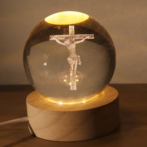 Crystal Ball 3D Carving with Warm Light Kids Christmas Gift