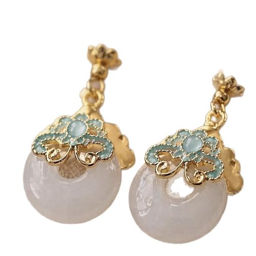 New Chinese Safe Buckle Alloy Classic Geometric Drop Earrings Women's Exquisite Ear Hook Elegant National Style