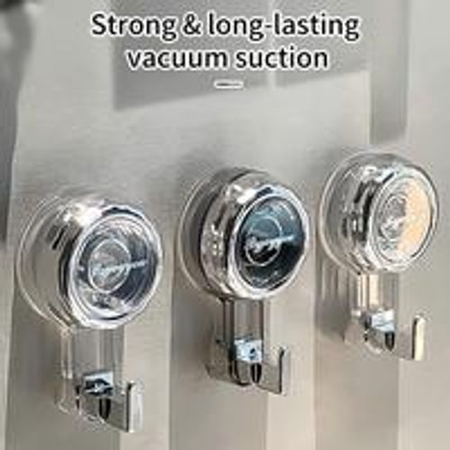 Pack of 2 Powerful Suction Cup Hooks Traceless Heavy Duty Robe Towel Hook Keys Clothes Bag Hanger Hook Bathroom Kitchen Organizer Accessor