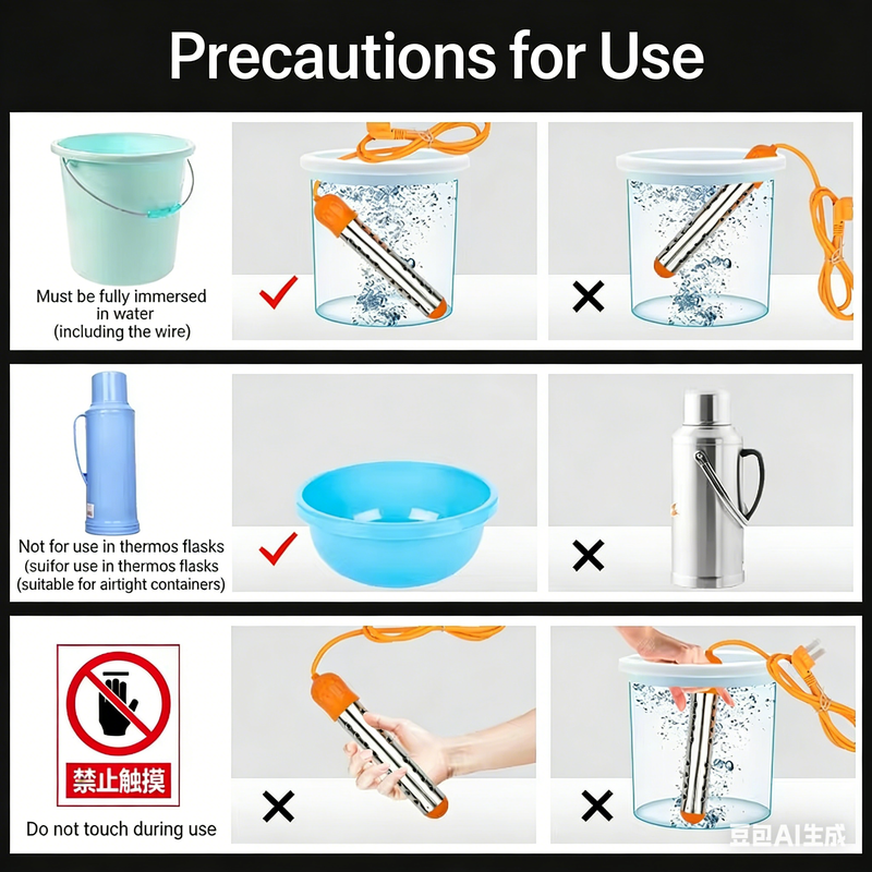 220V Intelligent Electric Portable Water Heater Instant Hot Immersion Water Heater