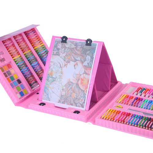 Super Mega 208 Piece Painting and Coloring Kids Art Set With Case & Easel - Drawing Set for Kids