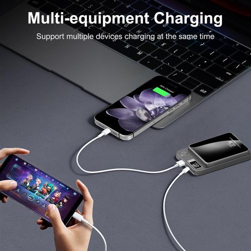 Digital Power Display 10000 mAh Wireless Magnetic Power Bank for iPhone & Android Phones, Compact and Portable Charger Chargeable Smartphone Battery