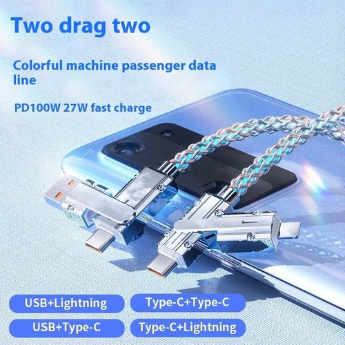 Two-For-Two Colorful Fast Charging Data  Cable RGB Multi-Function