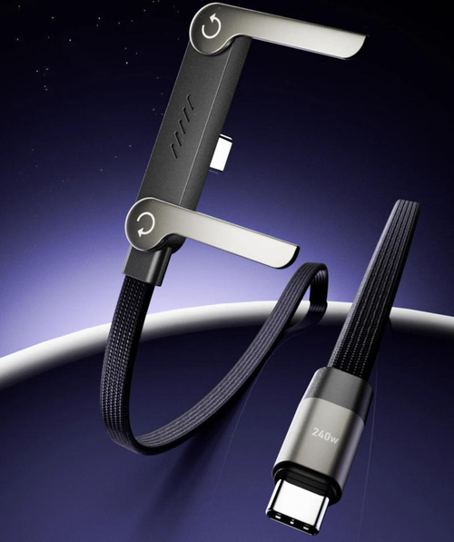 High Quality Braided 1.5m USB C Type C Data Cable PD3.1 240W 48V 5A Fast Charging Cable with Foldable Phone Holder