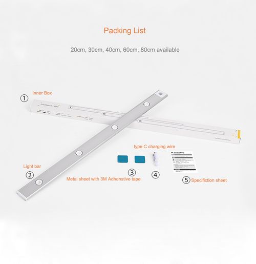LED cabinet light with USB rechargeable motion sensor for kitchen, living room, bathroom, LED cabinet light strip