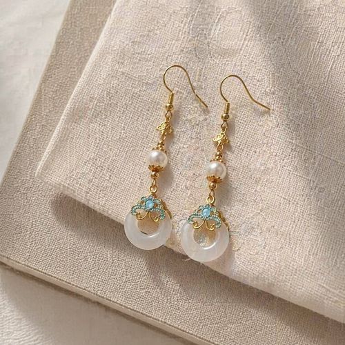 New Chinese Safe Buckle Alloy Classic Geometric Drop Earrings Women's Exquisite Ear Hook Elegant National Style