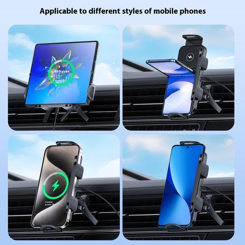 2025 Foldable Screen Car Phone Holder 360 Degree Rotating Wireless Charging