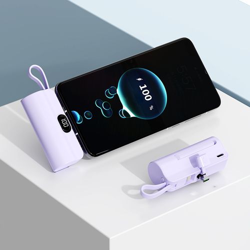 Mini Power Bank 10000mAh With Built-in Cable and Phone Holder Portable LCD Display Mini Power Banks