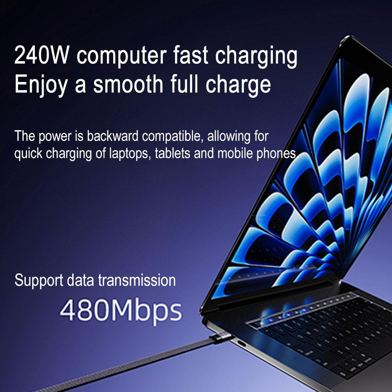 240W 5A Fast Charging Type-C Portable Silicone 2 in 1 Ultra-Thin Flat Design Phone Stand Nylon Braided Data Cable for iPhone Durable Use