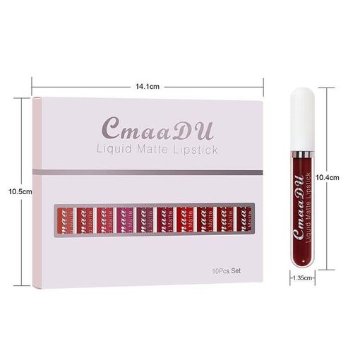 10 Pcs Matte Lipstick Cosmetic Long Lasting Waterproof Lip Glaze Nonstick Easy To Apply Long Lasting Lipgloss