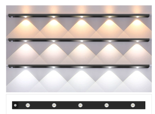 LED cabinet light with USB rechargeable motion sensor for kitchen, living room, bathroom, LED cabinet light strip