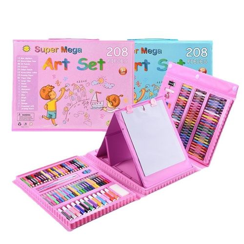 Super Mega 208 Piece Painting and Coloring Kids Art Set With Case & Easel - Drawing Set for Kids